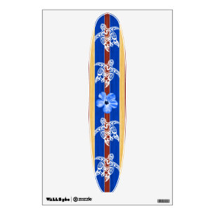 Tribal Honu Fake Wood Surfboard Wall Sticker
