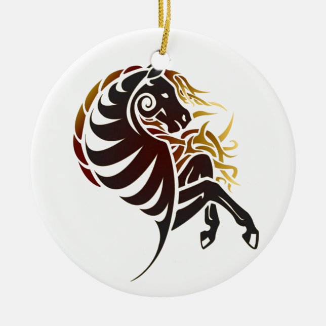 Tribal Horse Ceramic Ornament (Front)