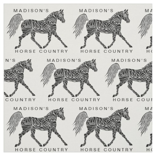 Tribal Horse Trotting Fun Pattern Optional Text Fabric