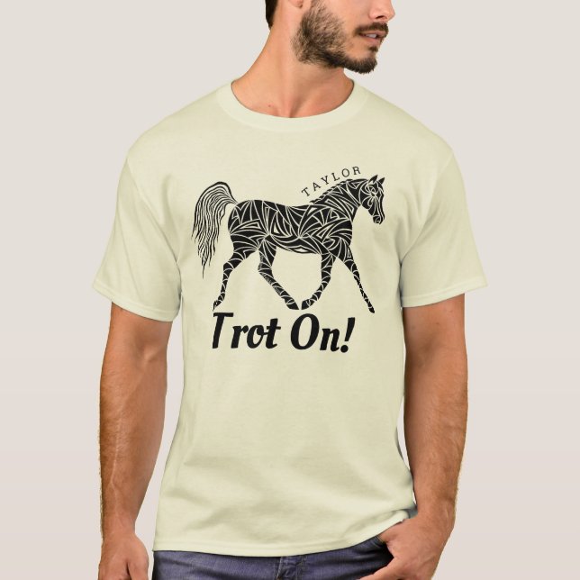 Tribal Horse Trotting Optional Name Trot On T-Shirt (Front)
