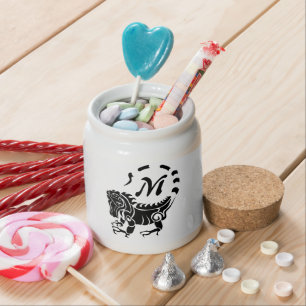 Tribal Iguana Monogram Candy Jar
