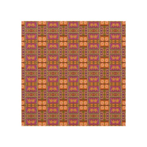 Tribal Ikat Purple Orange Yellow Ethnic Pattern Wood Wall Art