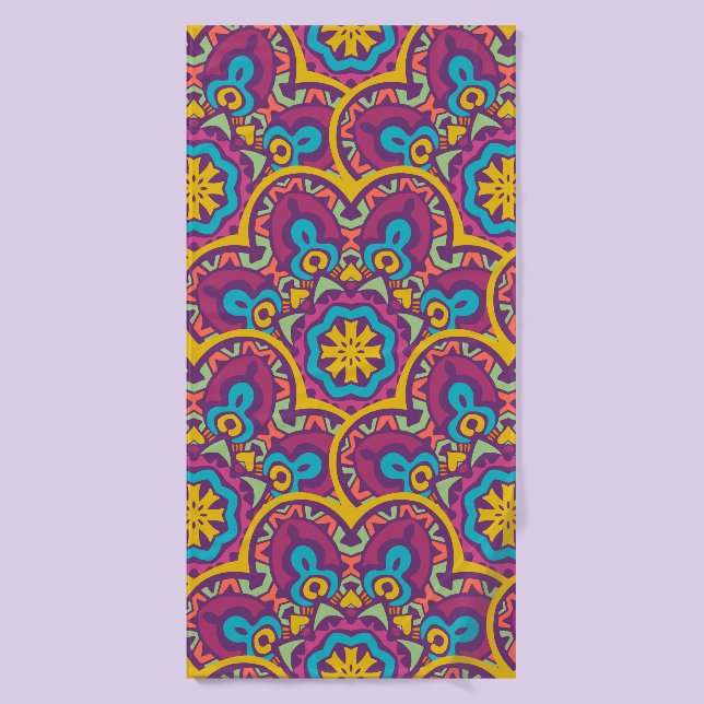 Tribal indian ethnic seamless mandalas repeat desi bath towel (Bath Towel)