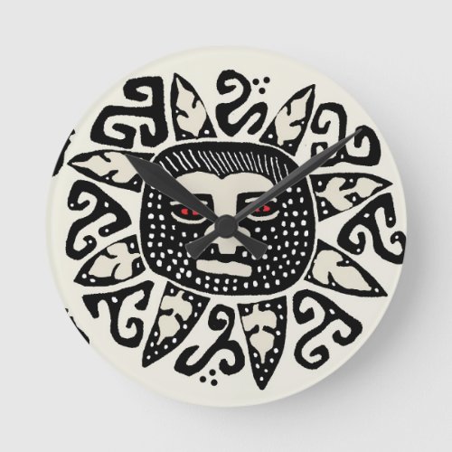 Tribal Indian Sun Spirit Round Clock