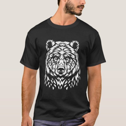 Tribal Ink White Bear Face T_Shirt