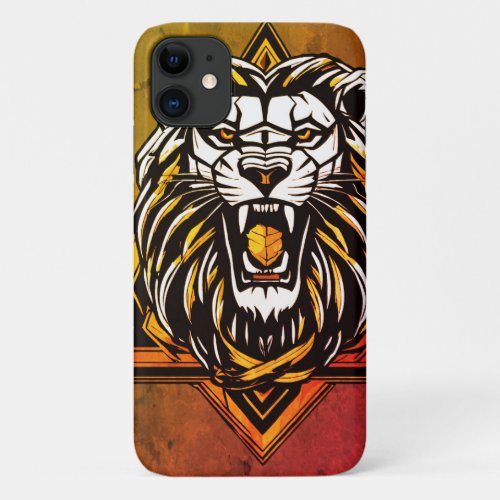 Tribal_Inspired Geometric Lion iPhone Cover Design