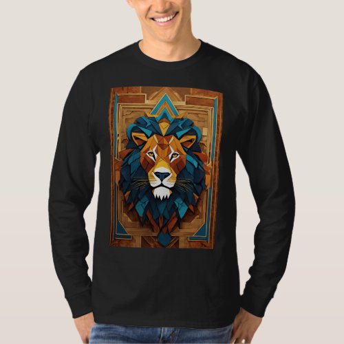 Tribal_inspired geometric lion logo T_Shirt