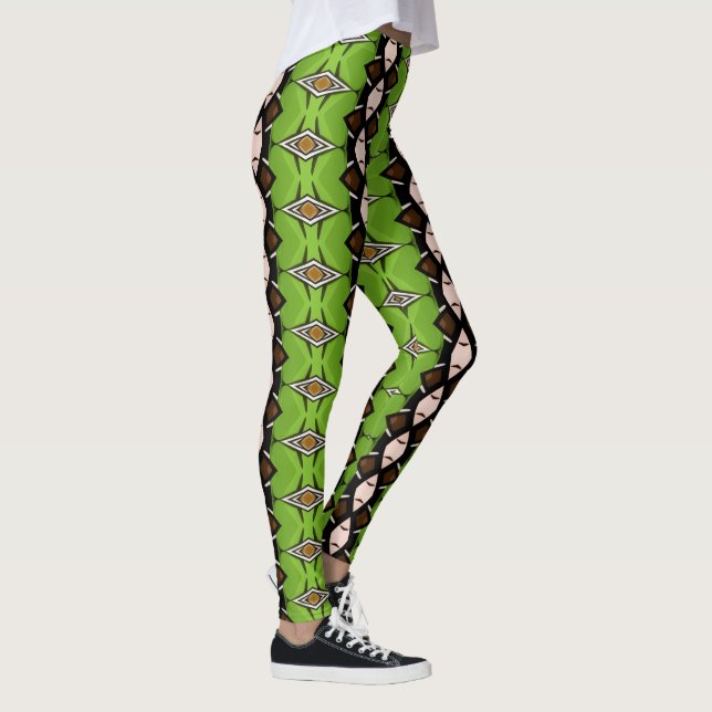 Tribal Inspired Green Patterned Leggings (Right)