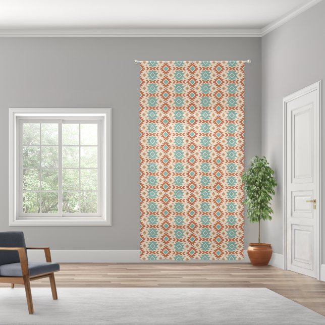 Tribal-Inspired Sheer Curtain in Earthy Gem Tones (Wide)