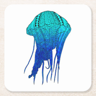 Tribal Jellyfish Square Paper Coaster