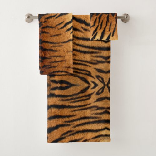 Tribal jungle animal fur Tiger Print Bath Towel Set