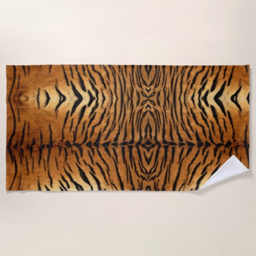 Tribal jungle animal fur Tiger Print Beach Towel