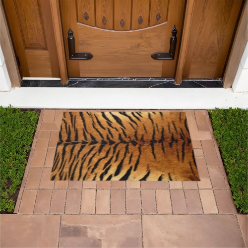 Tribal jungle animal fur Tiger Print Doormat
