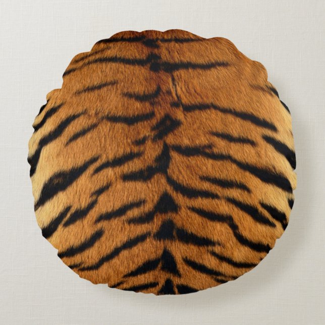 Tribal jungle animal fur Tiger Print Round Pillow (Front)