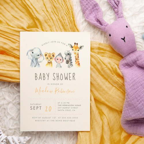 Tribal Jungle Animals Modern Elephant Baby Shower Invitation Postcard