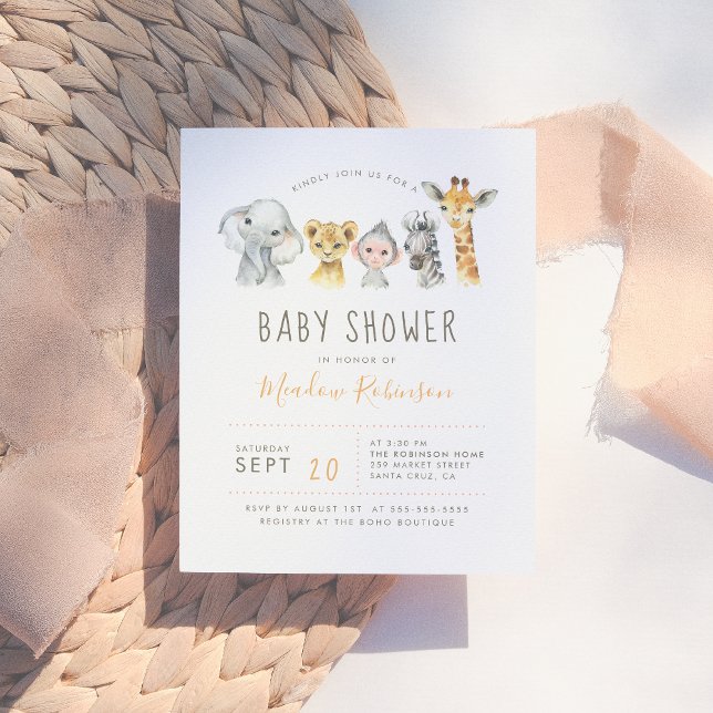 Tribal Jungle Animals Modern Elephant Baby Shower Invitation Postcard (Creator Uploaded)