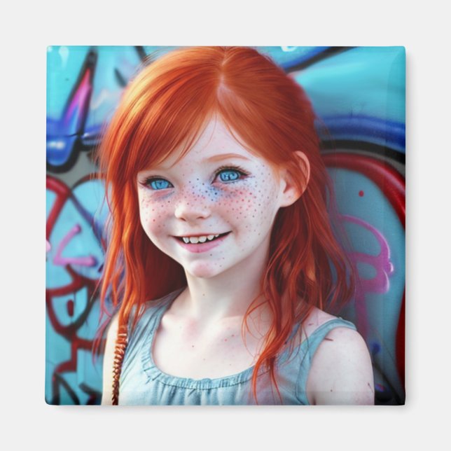 Tribal Kids | Pretty Little Redhead Girl  Magnet (Front)