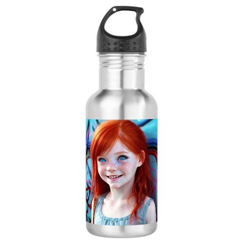 Tribal Kids  Pretty Little Redhead Girl  Stainless Steel Water Bottle