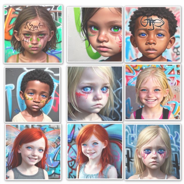 Tribal Kids | Urban Futuristic Kids Sticker (Front)