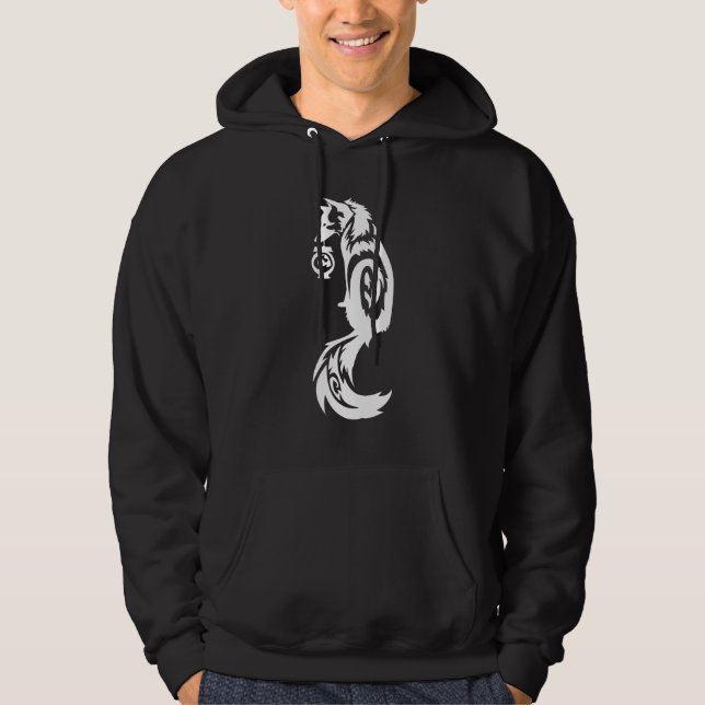 Tribal Kitsune Fox with Spirit Lantern Hoodie (Front)