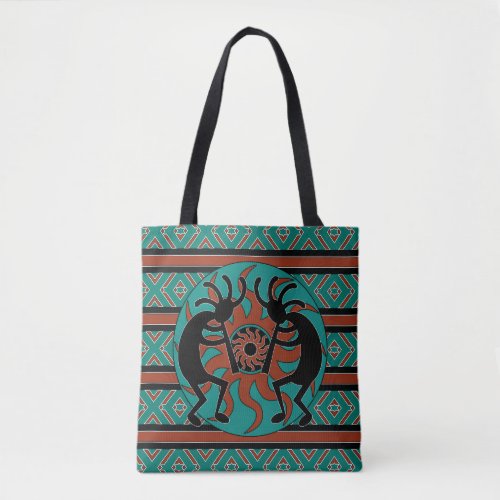 Tribal Kokopelli Southwest Turquoise Tote Bag