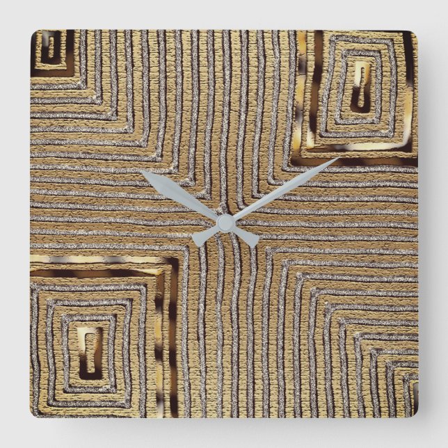 Tribal Kuba Cloth Print  Square Wall Clock (Front)