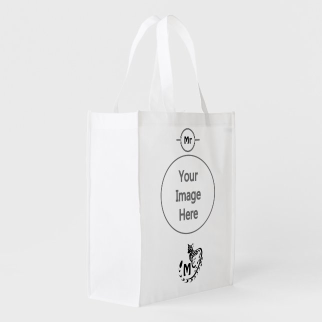 Tribal Large Spotted Genet Monogram Grocery Bag (Back Side)