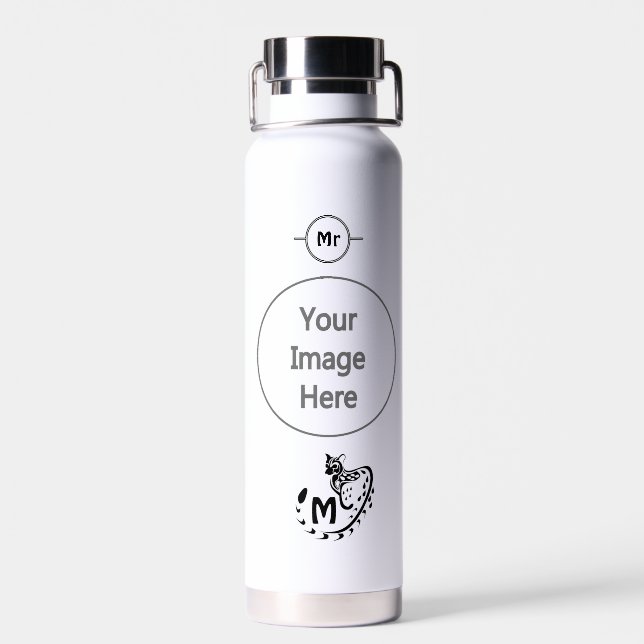 Tribal Large Spotted Genet Monogram Water Bottle (Back)