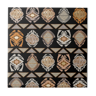 Tribal Leap Frogs Ceramic Tile