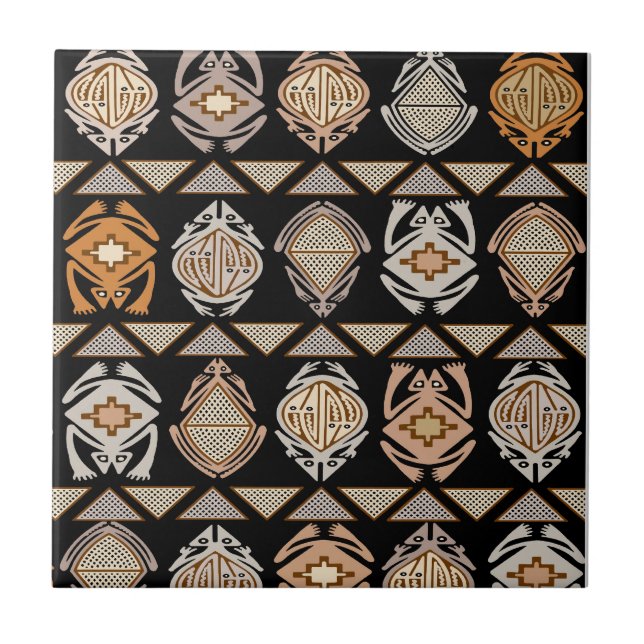 Tribal Leap Frogs Ceramic Tile (Front)