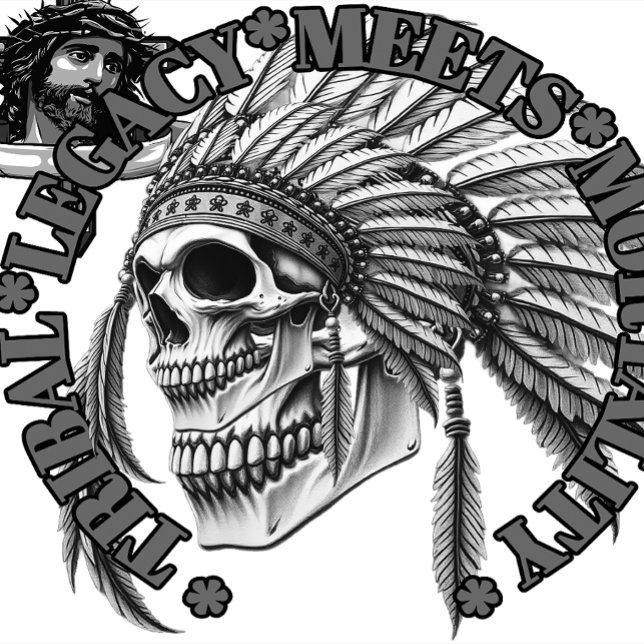 Tribal Legacy Meets Mortality T-Shirt (ribal Legacy Meets Mortality" is a powerful depiction that fuses the enduring spirit of indigenous )