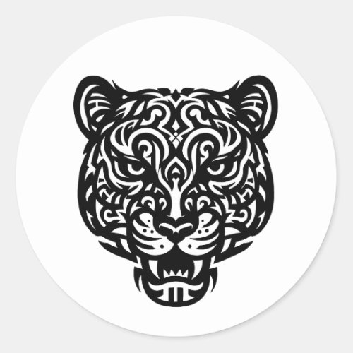 Tribal Leopard Classic Round Sticker