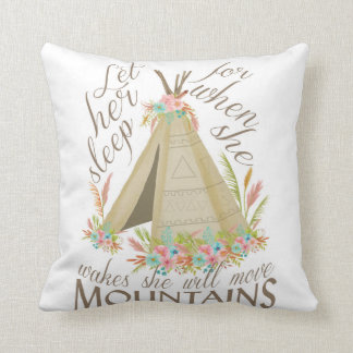 Tribal "Let Her Sleep" Pillow with Teepee