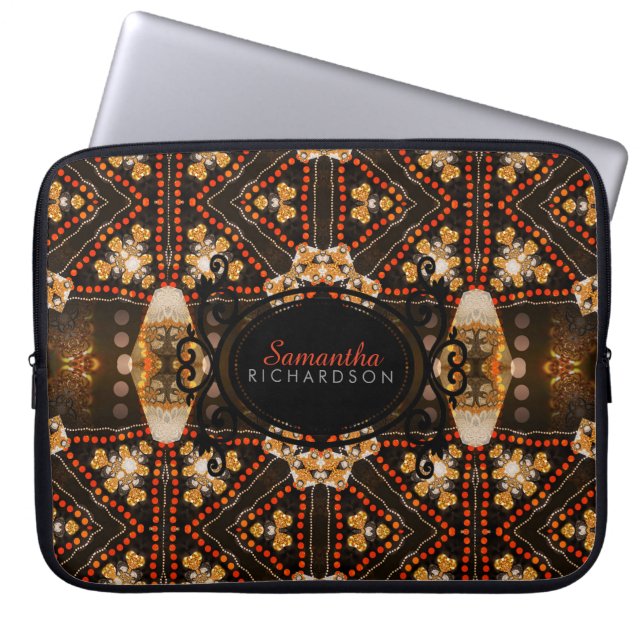Tribal Light Batik Fusion Design Laptop Sleeve (Front)