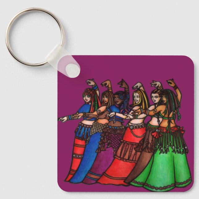 Tribal Line Belly Dancers Key Chain (Front)
