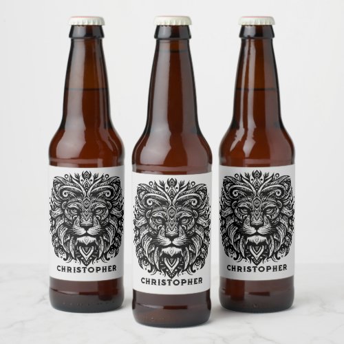 Tribal Lion Add Name Beer Bottle Label