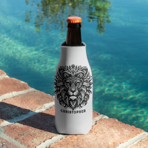 Tribal Lion Add Name Bottle Cooler