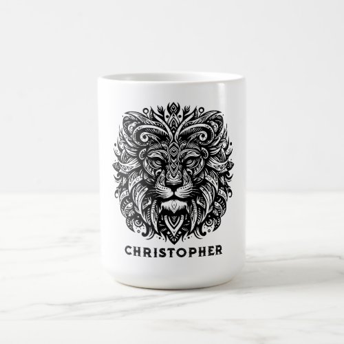 Tribal Lion Add Name Coffee Mug