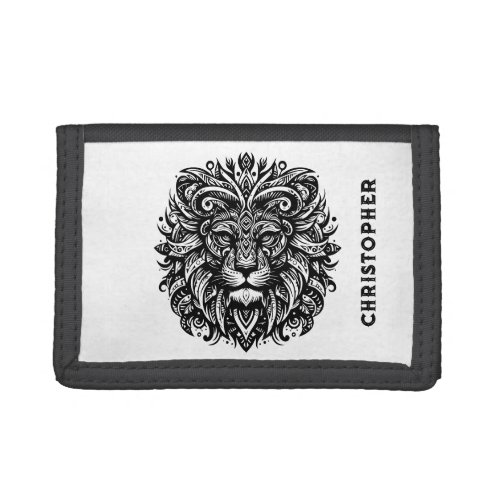 Tribal Lion Add Name Trifold Wallet