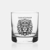 Tribal Lion Add Name Whiskey Glass (Front)