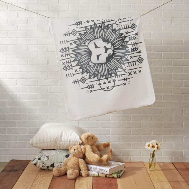 Tribal Lion Baby Blanket (In Situ)
