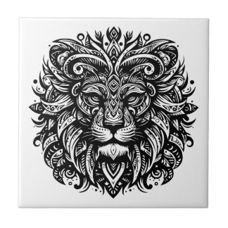 Tribal Lion Ceramic Tile