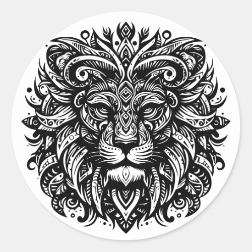 Tribal Lion Classic Round Sticker