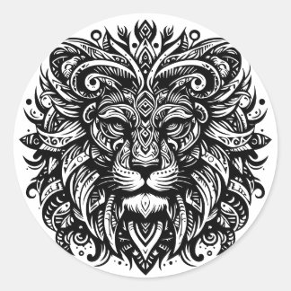Tribal Lion Classic Round Sticker