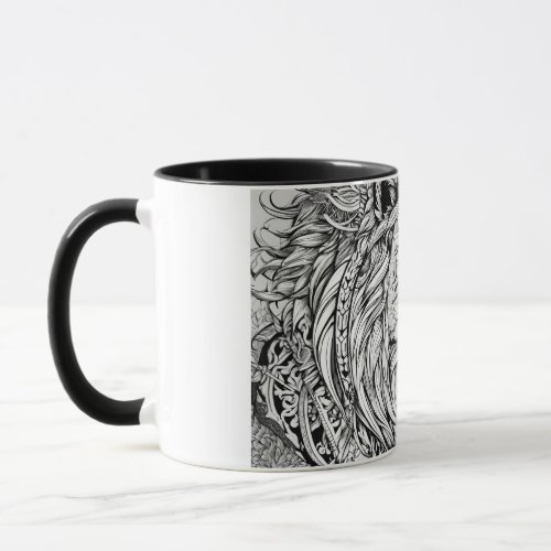 Tribal Lion Head Inspired Classic Mug