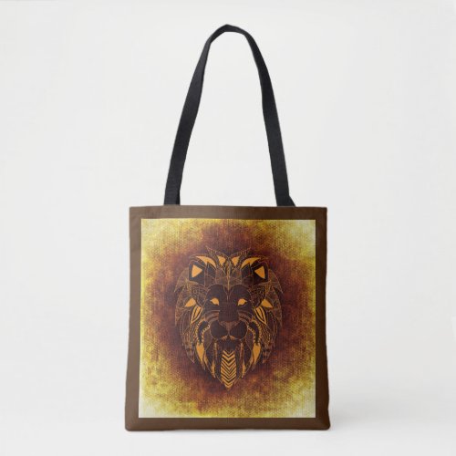 tribal lion tote bag