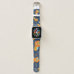 Tribal Lions Cartoon Seamless Pattern Apple Watch Band