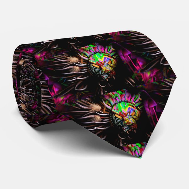 Tribal Lions Neck Tie (Rolled)