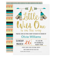 Tribal Little One Faux Gold Baby Shower Invitation