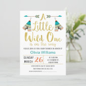 Tribal Little One Faux Gold Baby Shower Invitation (Standing Front)
